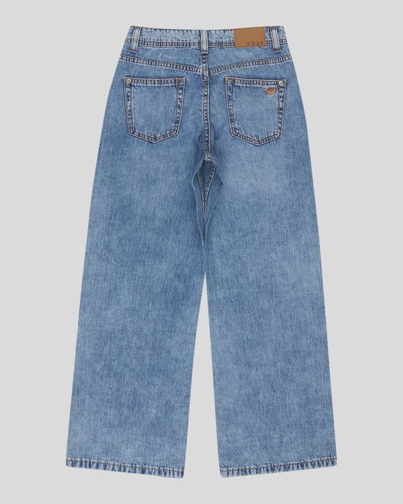 ROXY GIRLS MILLA WIDE MID LEG RG PANTS - BEAU BLUE