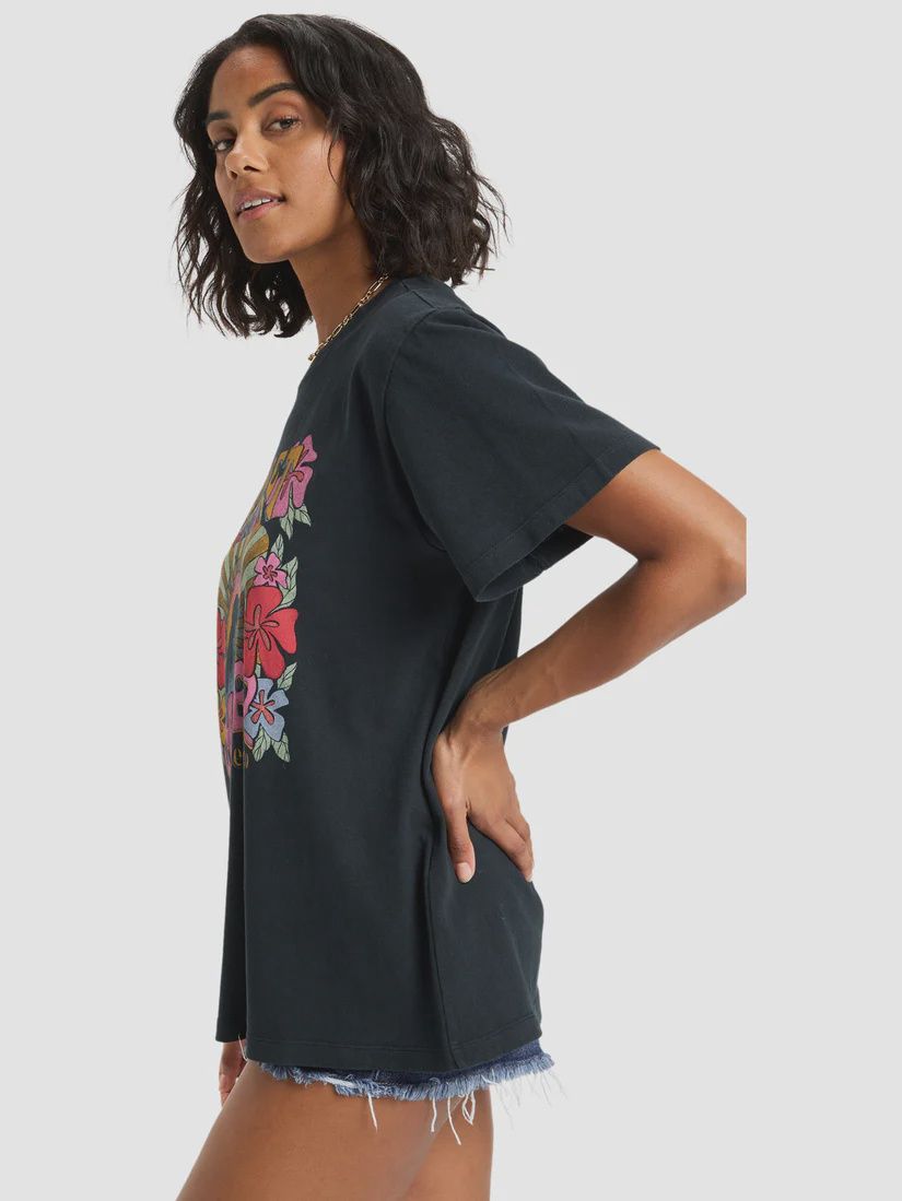 ROXY WOMENS SUNNYOVERSIZE STONE WASH SS TEE - ANTHRACITE