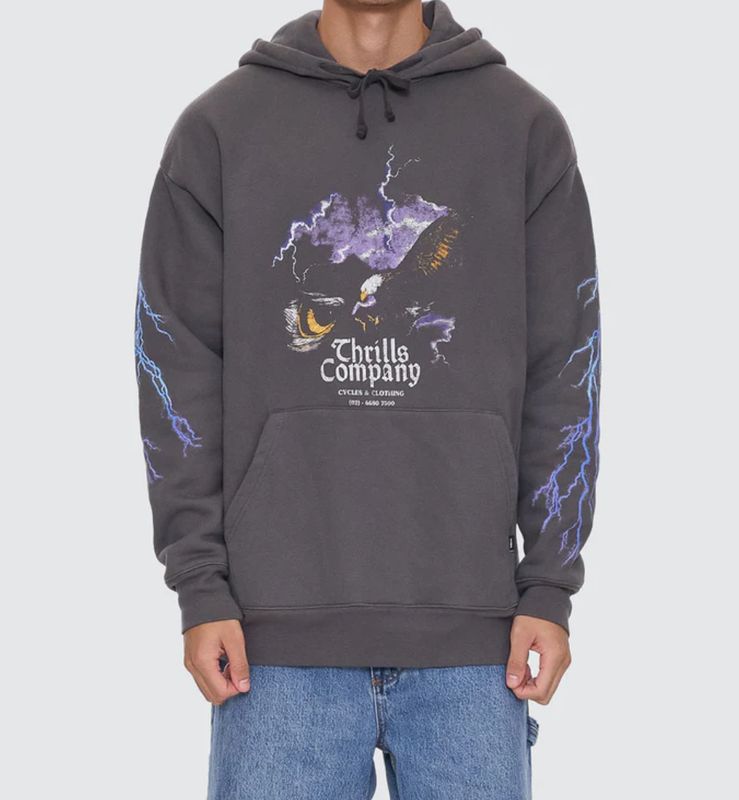 THRILLS MENS FLIGHT RISK SLOUCH PULL ON HOOD - MERCH BLACK