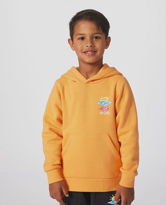 RIP CURL GROM BOYS ICONS OF SHRED HOOD - MANDARIN ZEST