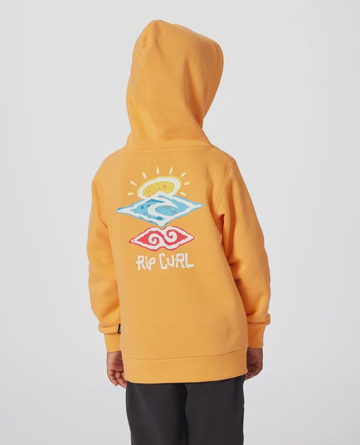RIP CURL GROM BOYS ICONS OF SHRED HOOD - MANDARIN ZEST