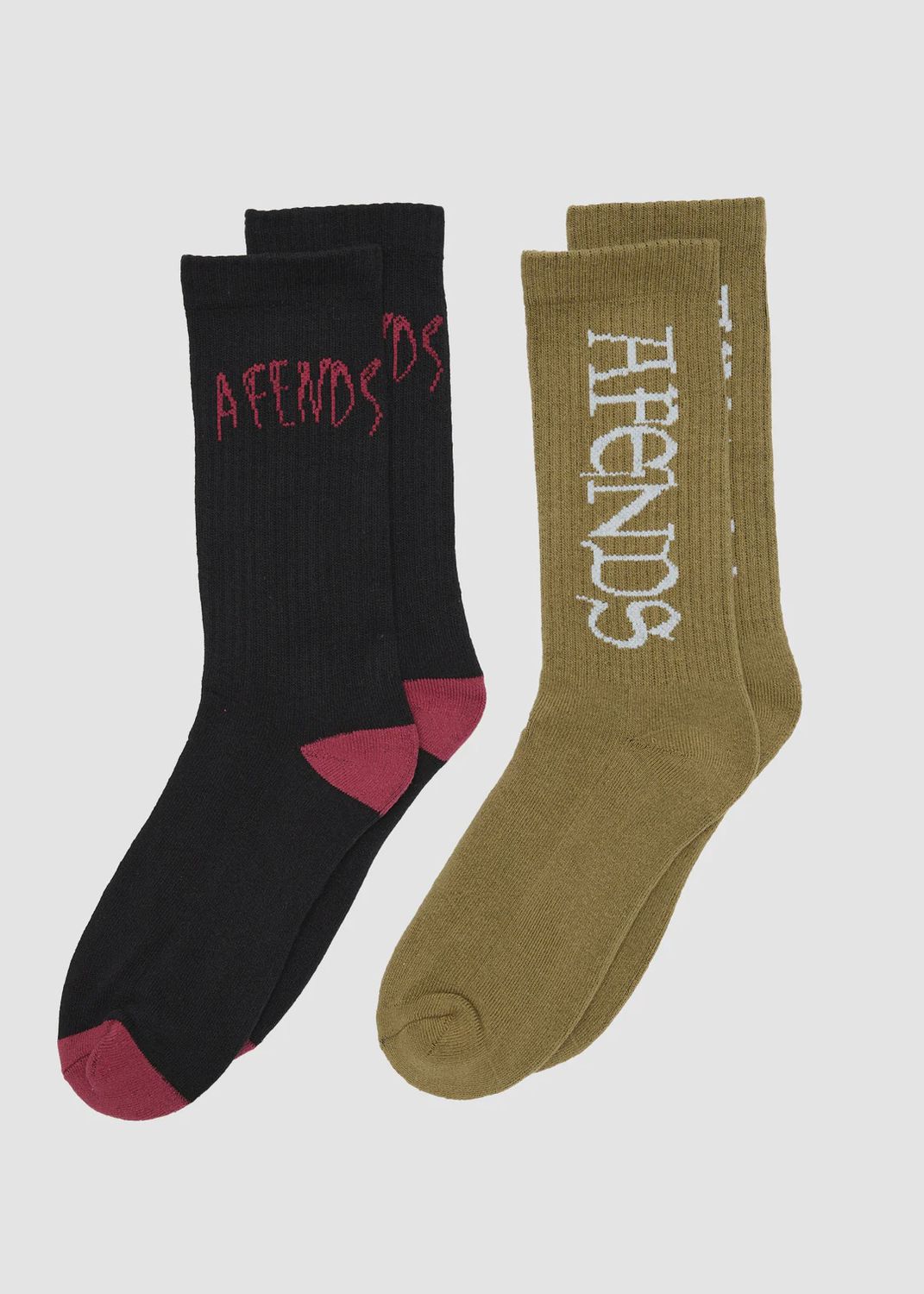 AFENDS MENS SEEING DOUBLE 2 PACK SOCKS - MULTI