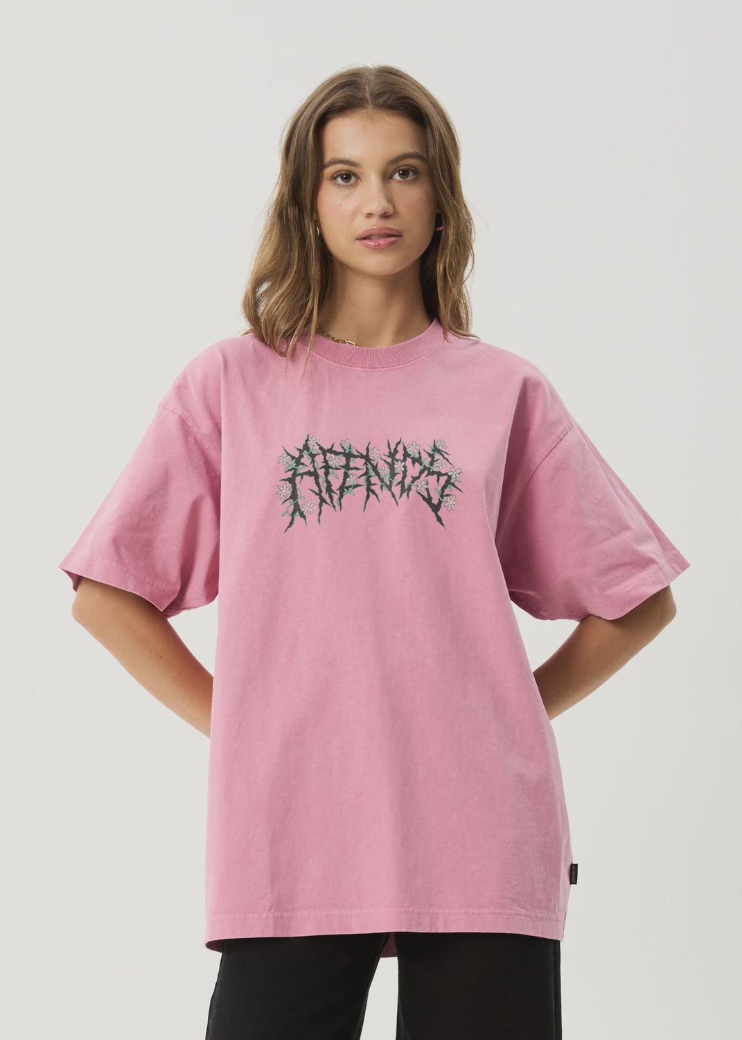 AFENDS MENS HEAVY PETAL HEAVYWEIGHT BOXY SS TEE - WASHED MARRAKESH