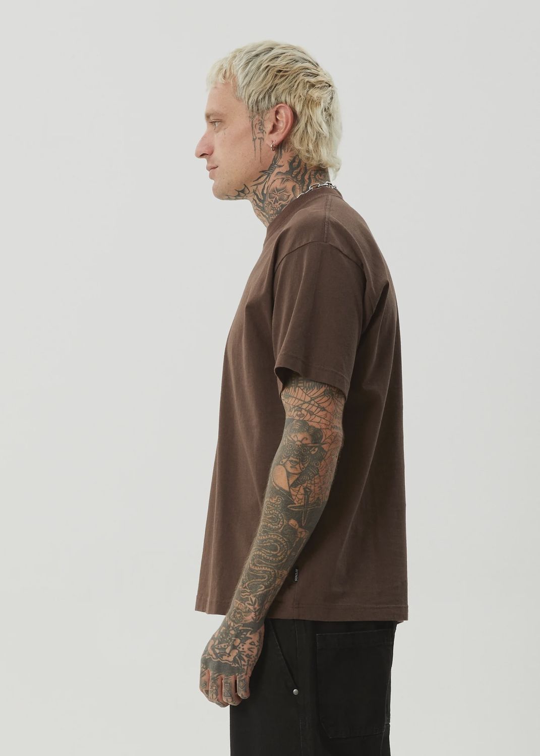 AFENDS MENS TRAYBACK BOXY SS TEE - COFFEE