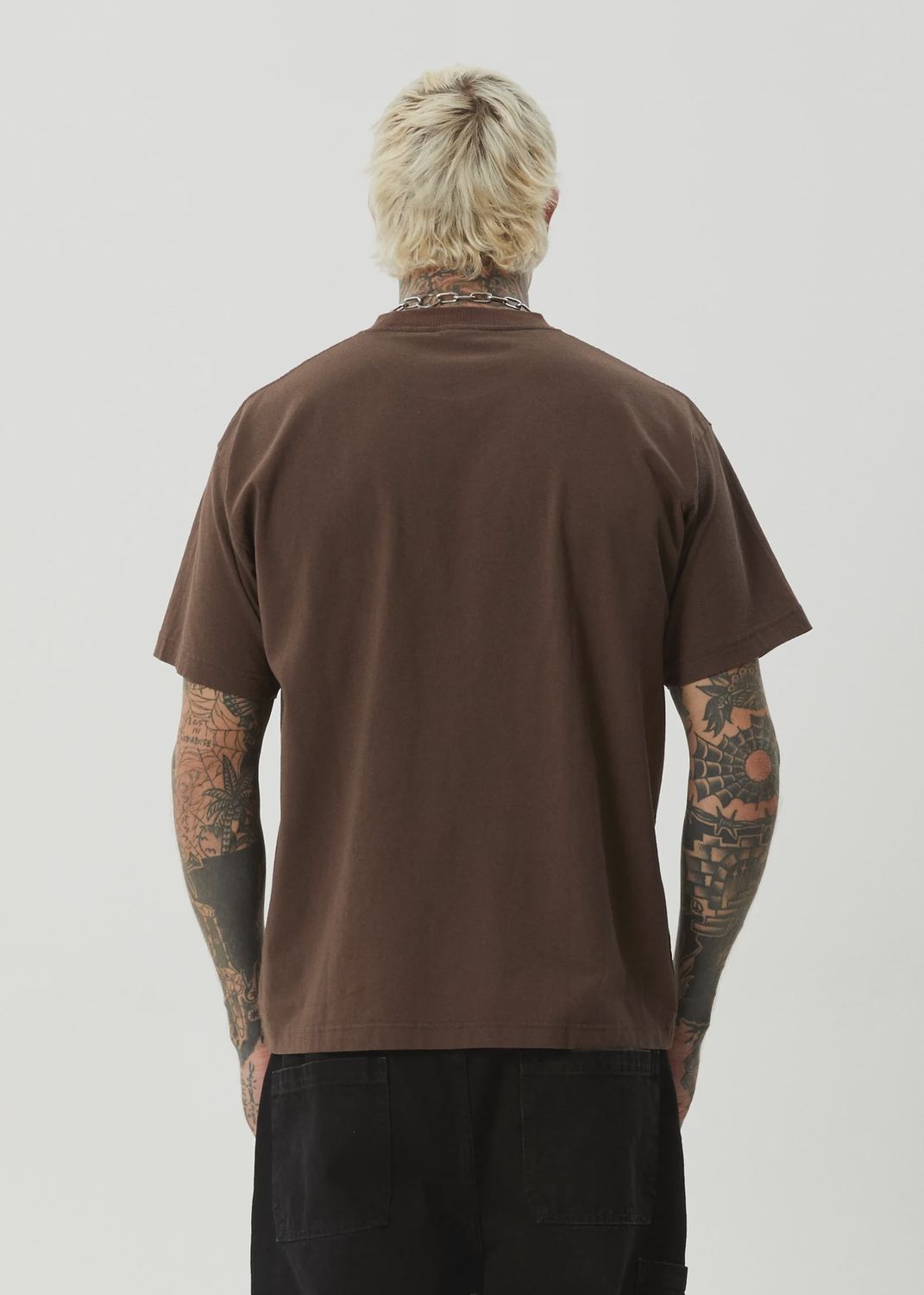 AFENDS MENS TRAYBACK BOXY SS TEE - COFFEE