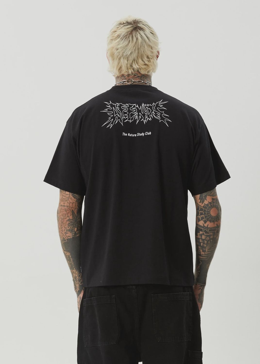 AFENDS MENS STUDY CLUB BOXY SS TEE - BLACK