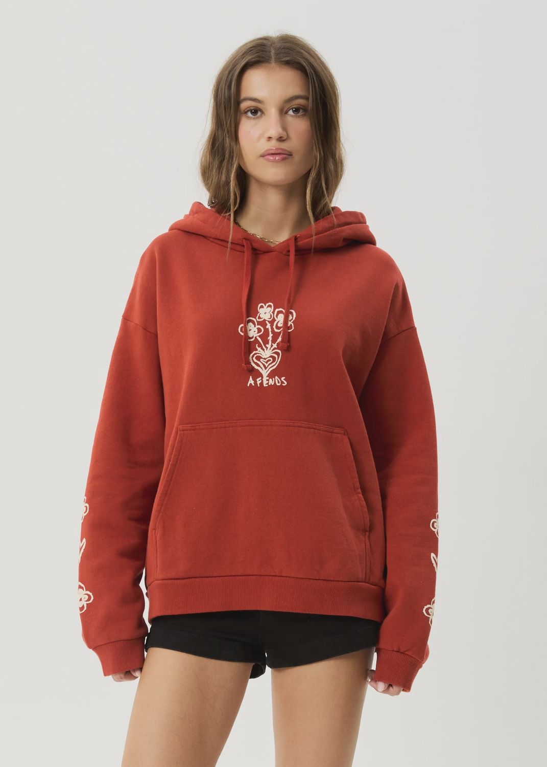 AFENDS WOMENS MAISIE HOODIE - RED RUM