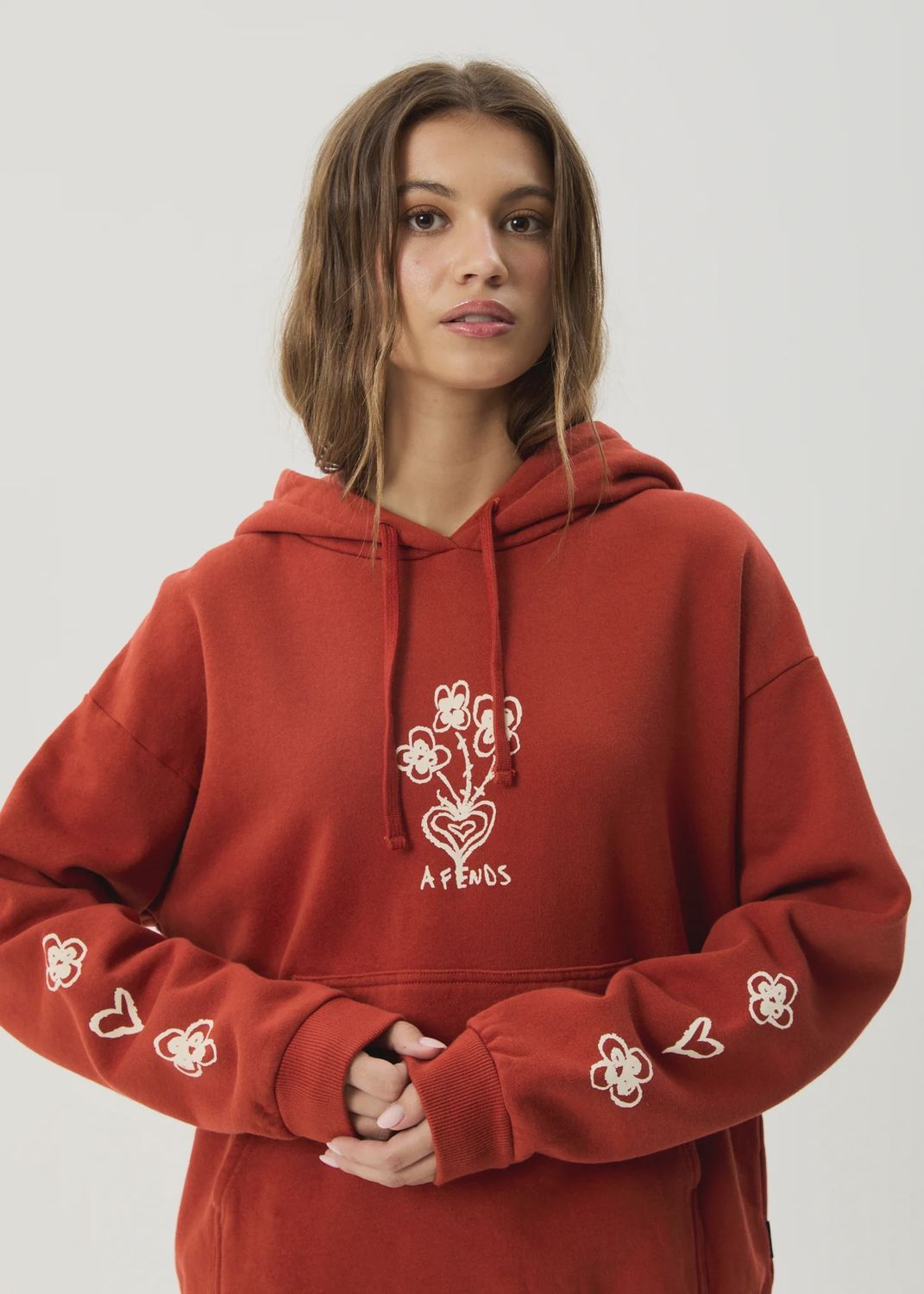 AFENDS WOMENS MAISIE HOODIE - RED RUM