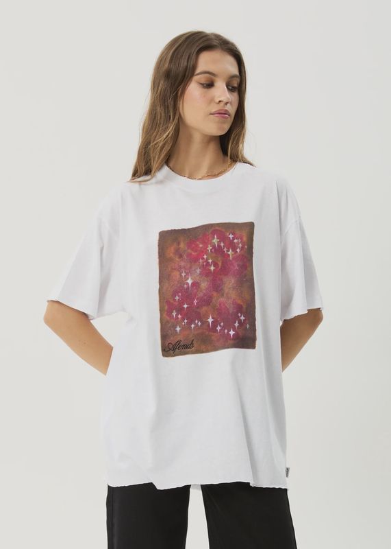 AFENDS WOMENS DARK HEAVEN OVERSIZED SS TEE - WHITE