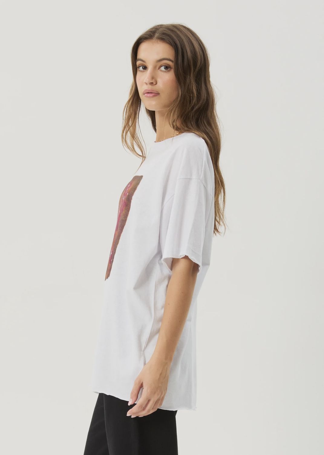 AFENDS WOMENS DARK HEAVEN OVERSIZED SS TEE - WHITE