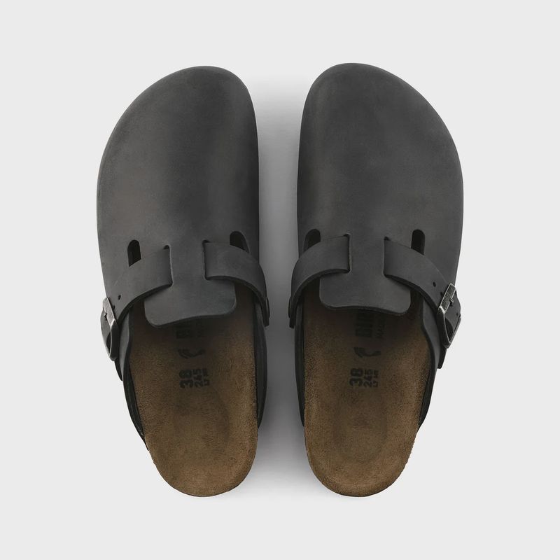 BIRKENSTOCK UNISEX BOSTON OILED LEATHER REGULAR - BLACK
