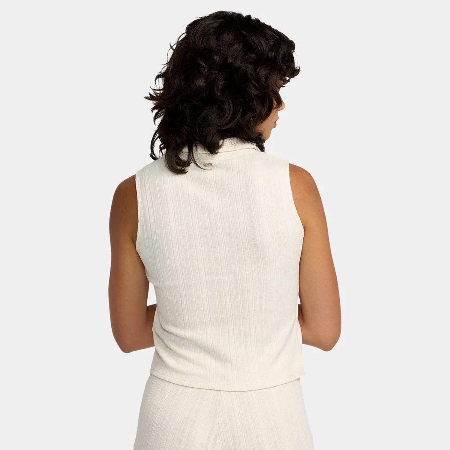 RVCA WOMENS AVA POLO TANK - CLOUD