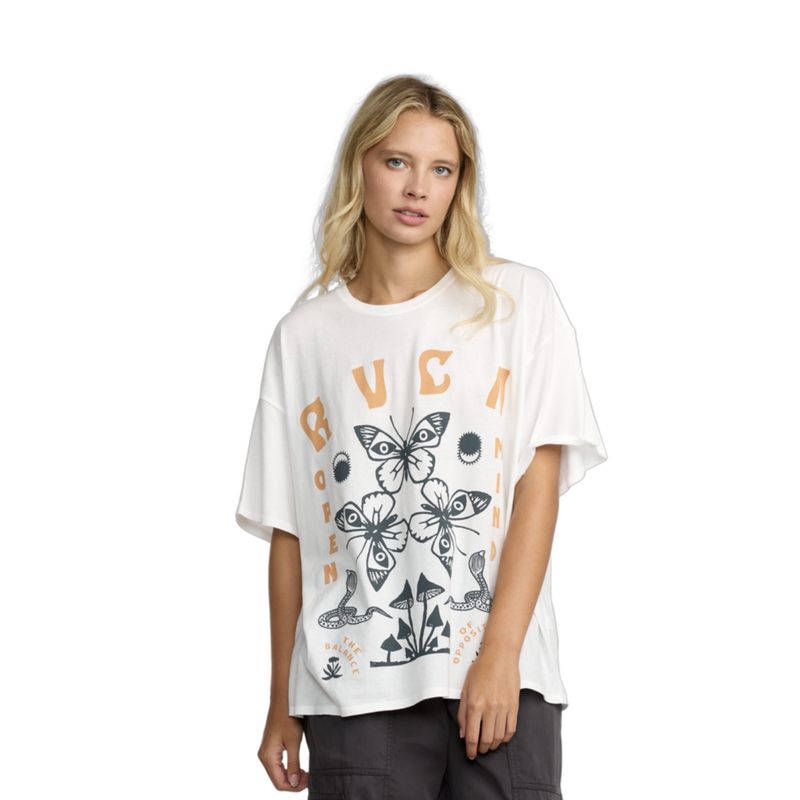 RVCA WOMENS BAGGIE SS TEE II - VINTAGE WHITE