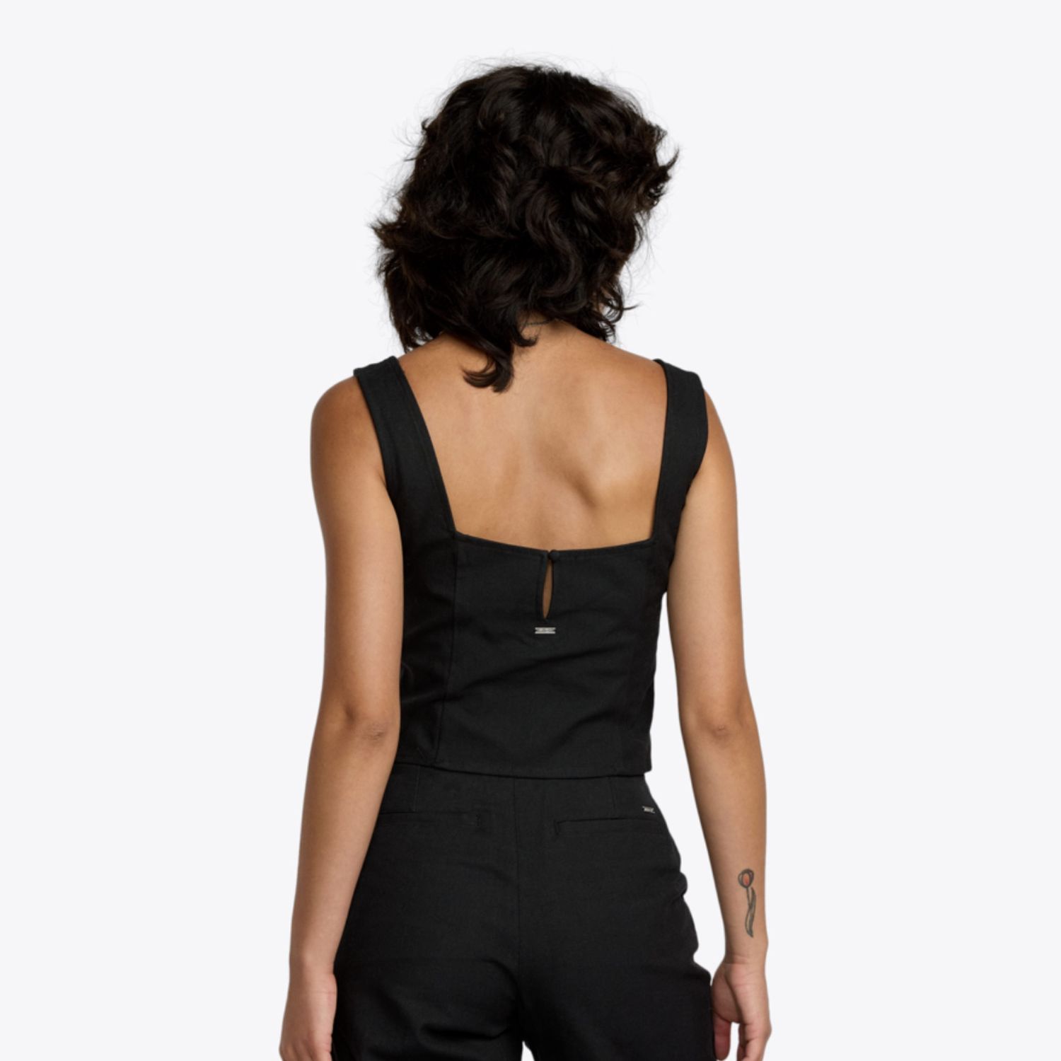 RVCA WOMENS BONNIE BUTTON THRU TANK - RVCA BLACK