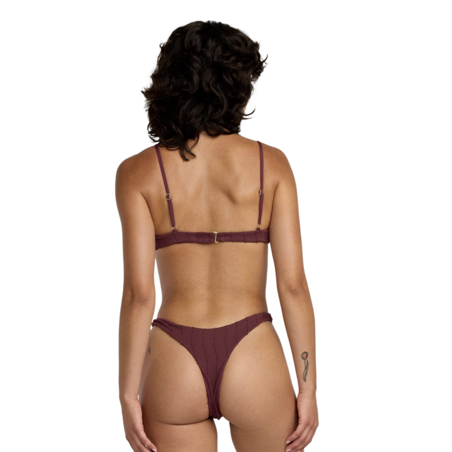 RVCA WOMENS CHEVY GROOVES 90S UNDERWIRE BIKNI TOP - REDWOOD