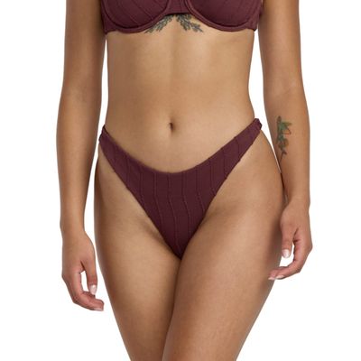 RVCA WOMENS CHEVY GROOVES ULTRA SKIMPY BIKINI BOTTOM - REDWOOD