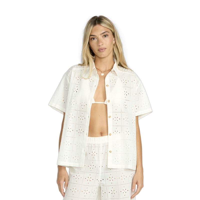 BILLABONG WOMENS EYELET CRUSH SS WOVEN COVER UP