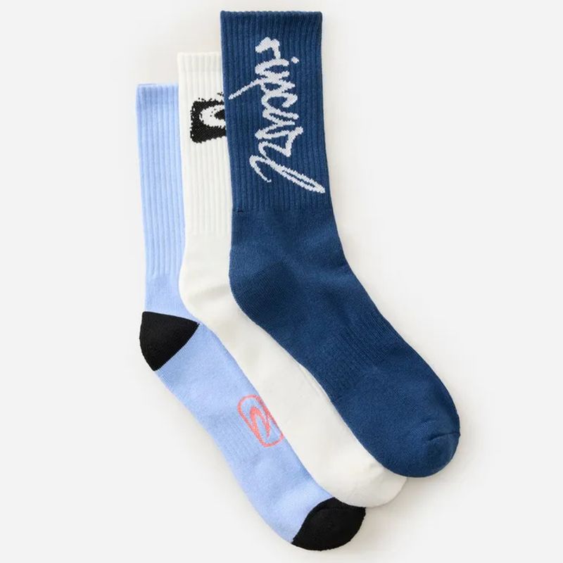 RIP CURL MENS RETRO CREW SOCK - 3 PACK  -  DARK NAVY