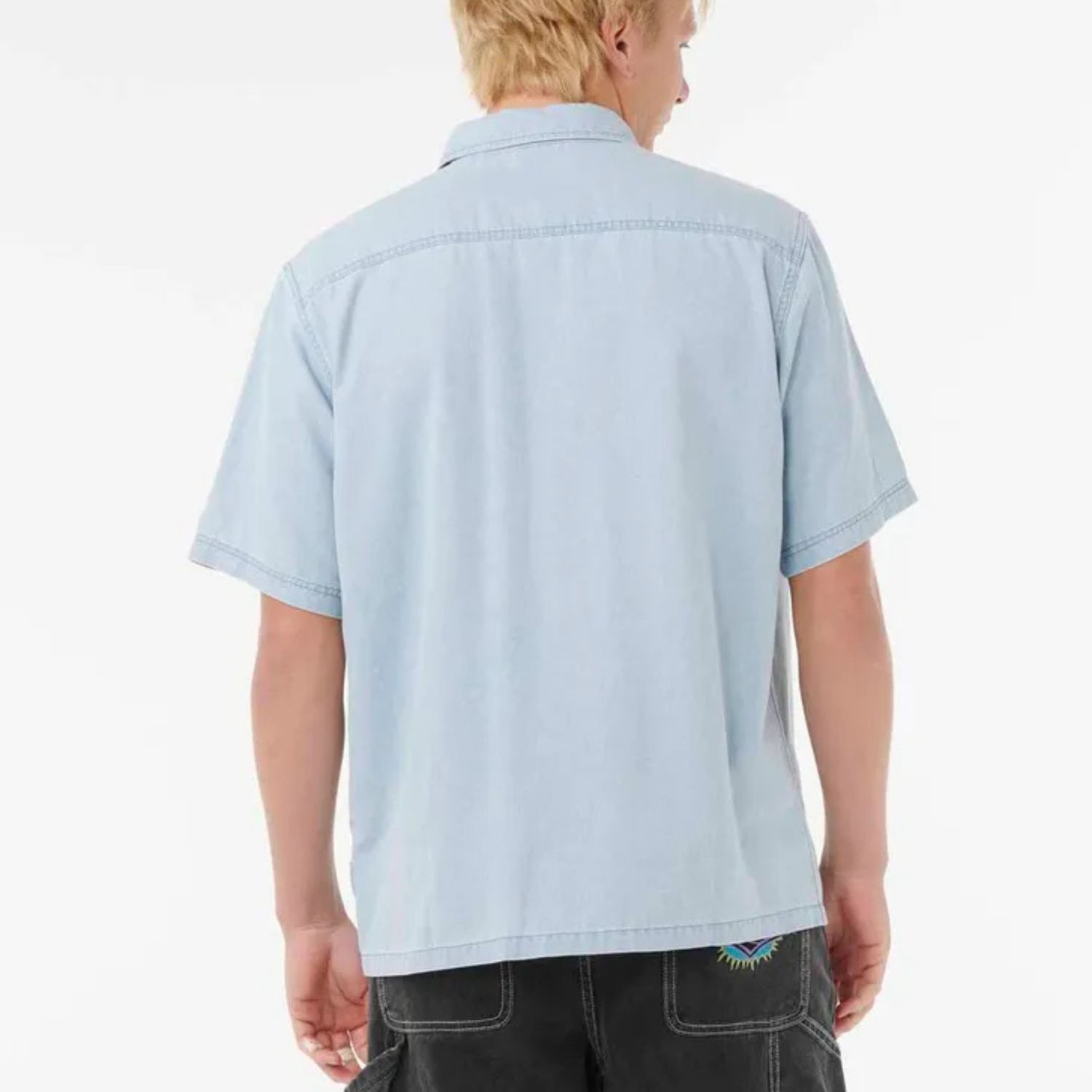 RIP CURL MENS RAW ENERGY DENIM SS SHIRT  -  BLUE WIND