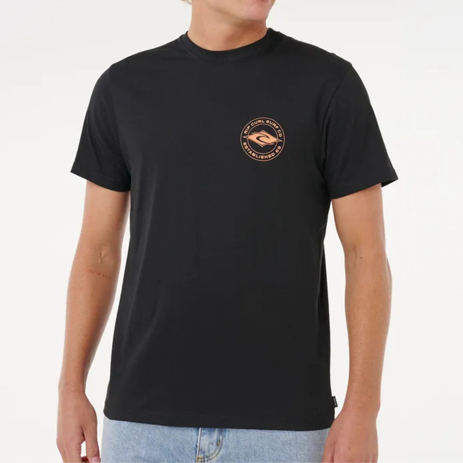 RIP CURL MENS STAPLE SS TEE  -  BLACK