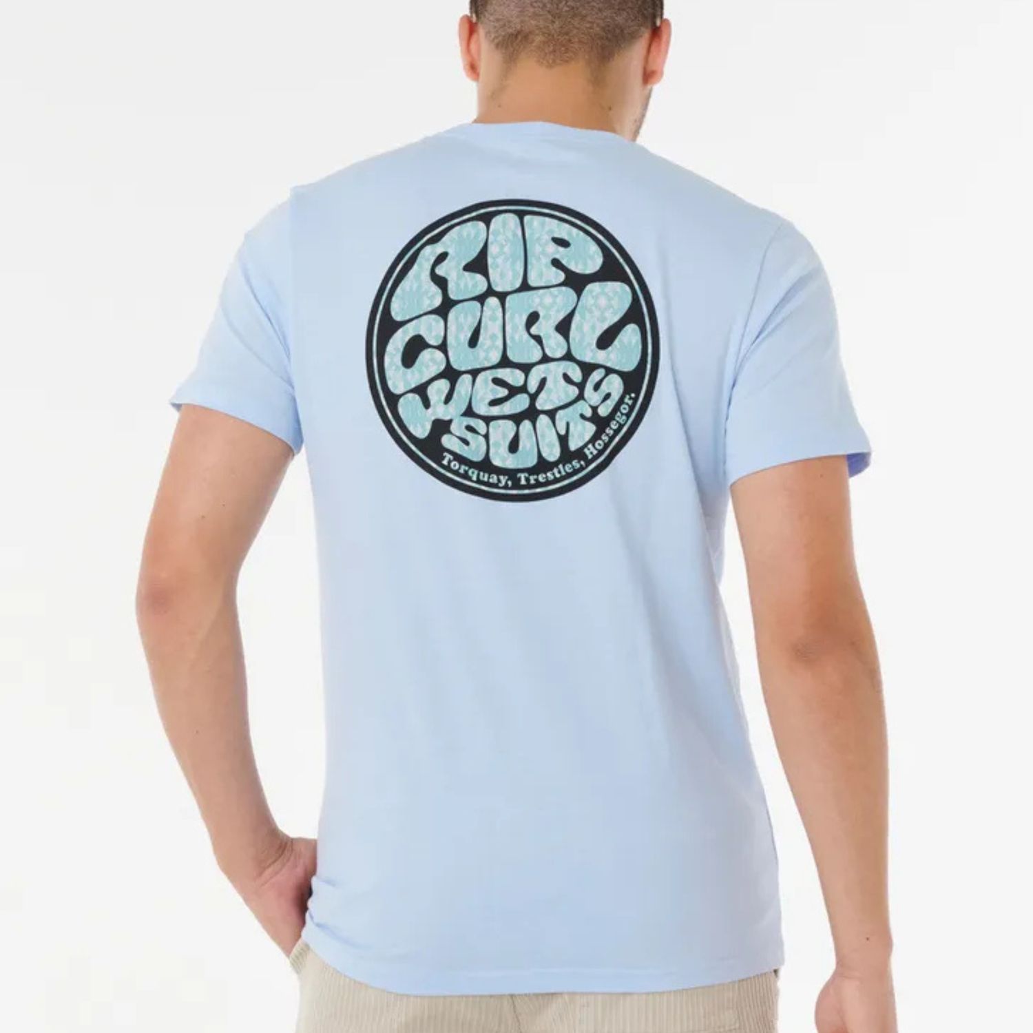 RIP CURL MENS WETTIE PASSAGE ICON SS TEE  -  BLUE WIND