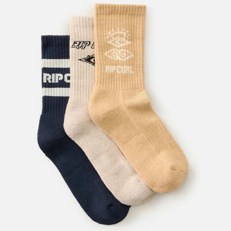 RIP CURL WOMENS ICONS OF SURF SOCK 3-PK  -  ALMOND