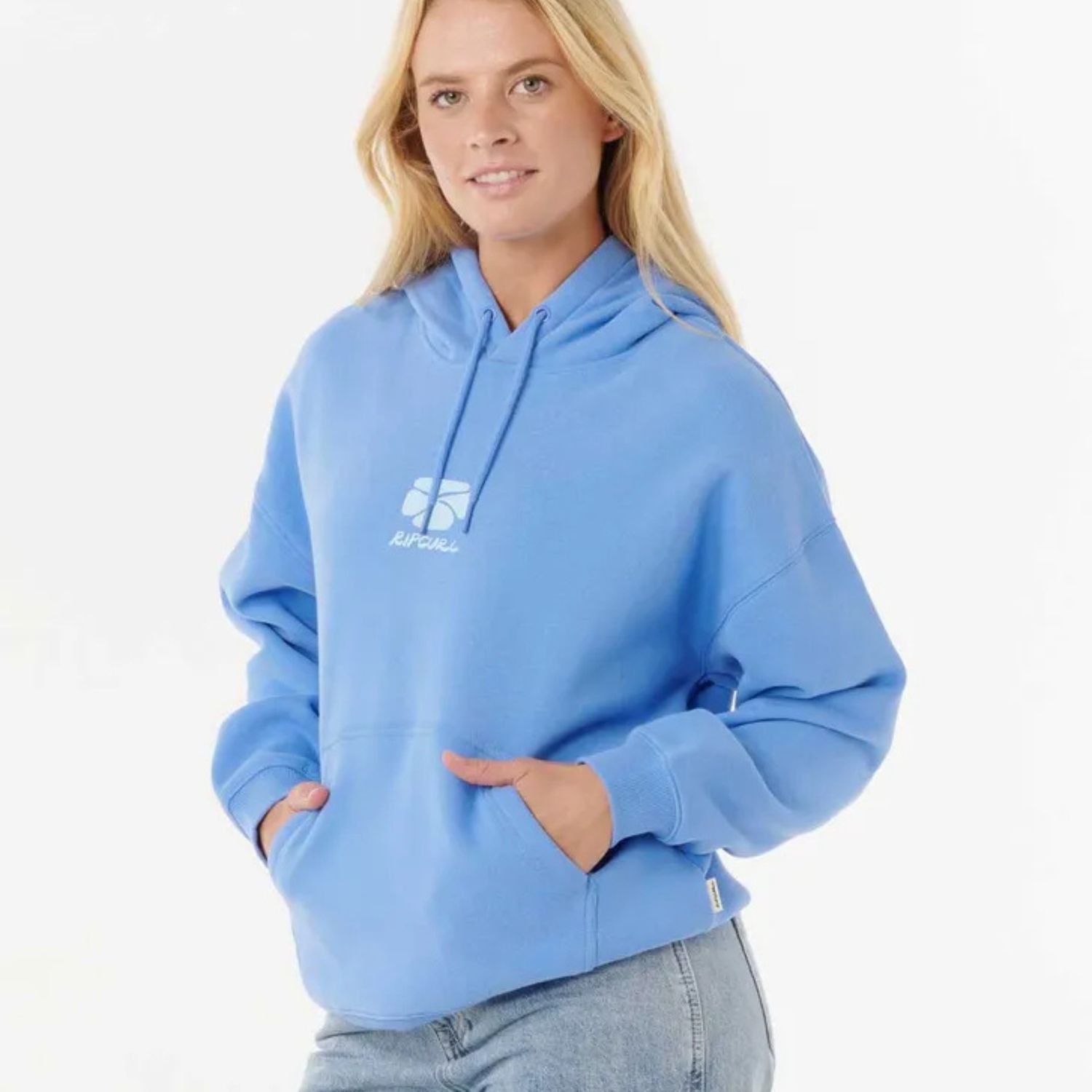 RIP CURL WOMENS OCEANIC HERITAGE HOOD- BLUE  -  BLUE