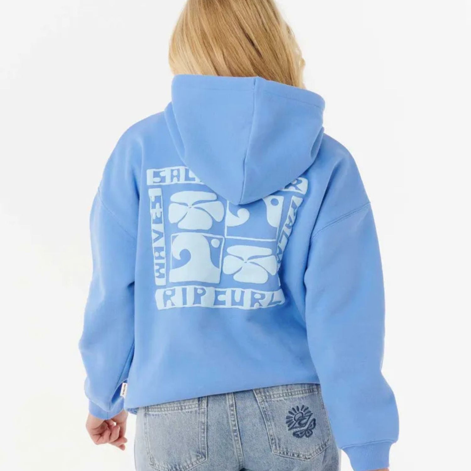 RIP CURL WOMENS OCEANIC HERITAGE HOOD- BLUE  -  BLUE