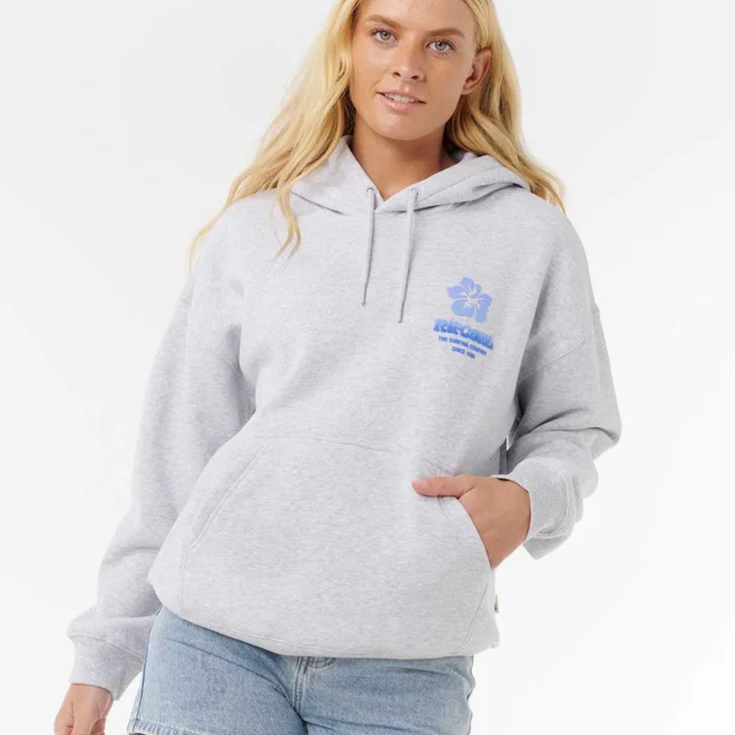 RIP CURL WOMENS SURF PUFF HERITAGE HOOD P/P  -  GREY MARLE