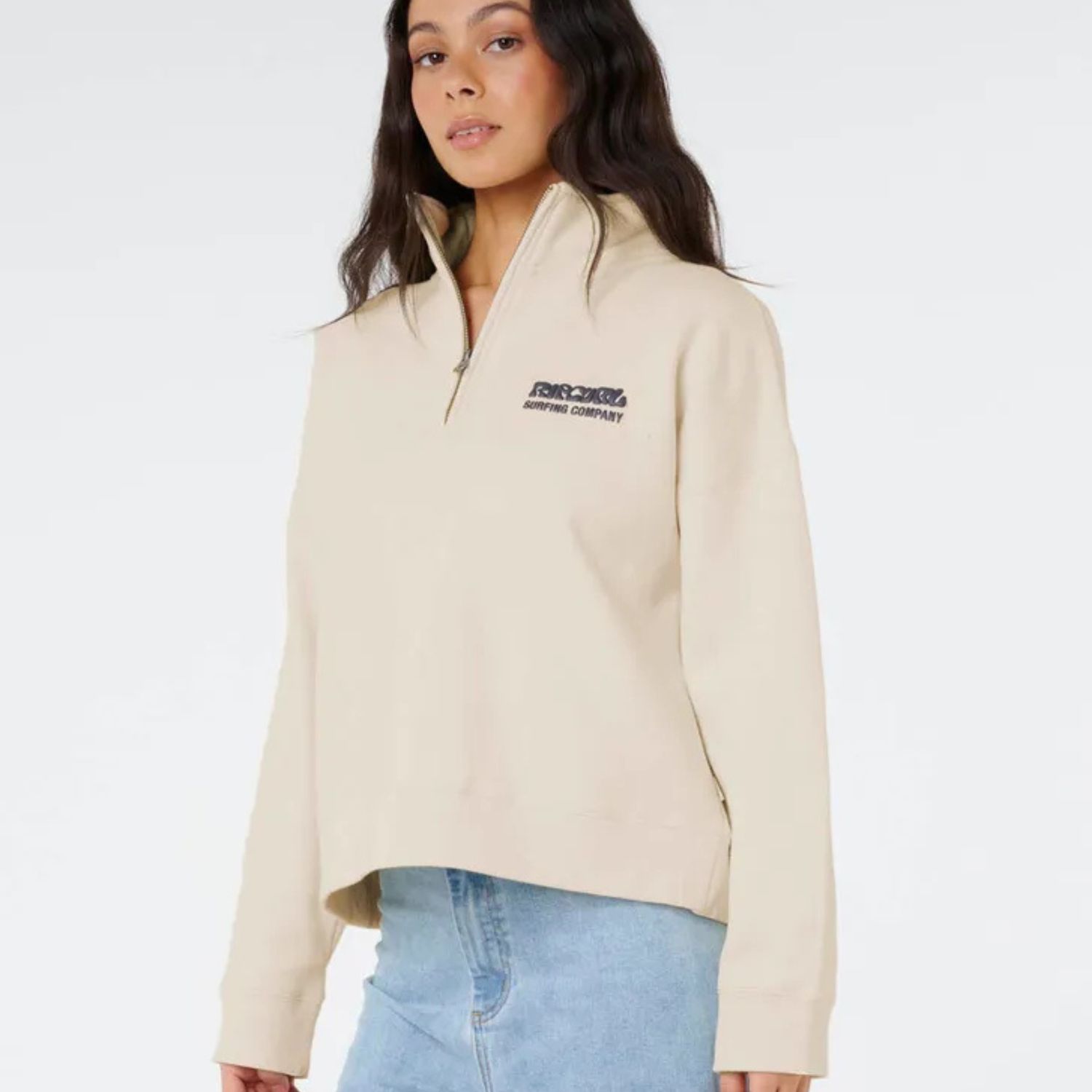 RIP CURL WOMENS SURF PUFF 1/4 ZIP FLEECE - NATURAL