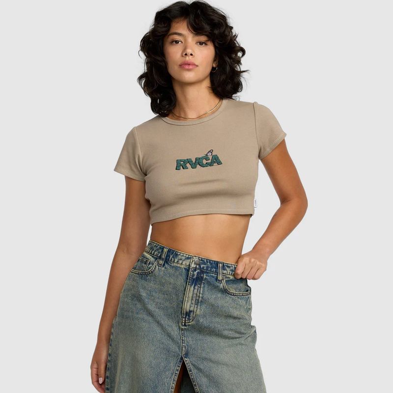 RVCA WOMENS STONED BABY SS TEE - DESERT TAUPE