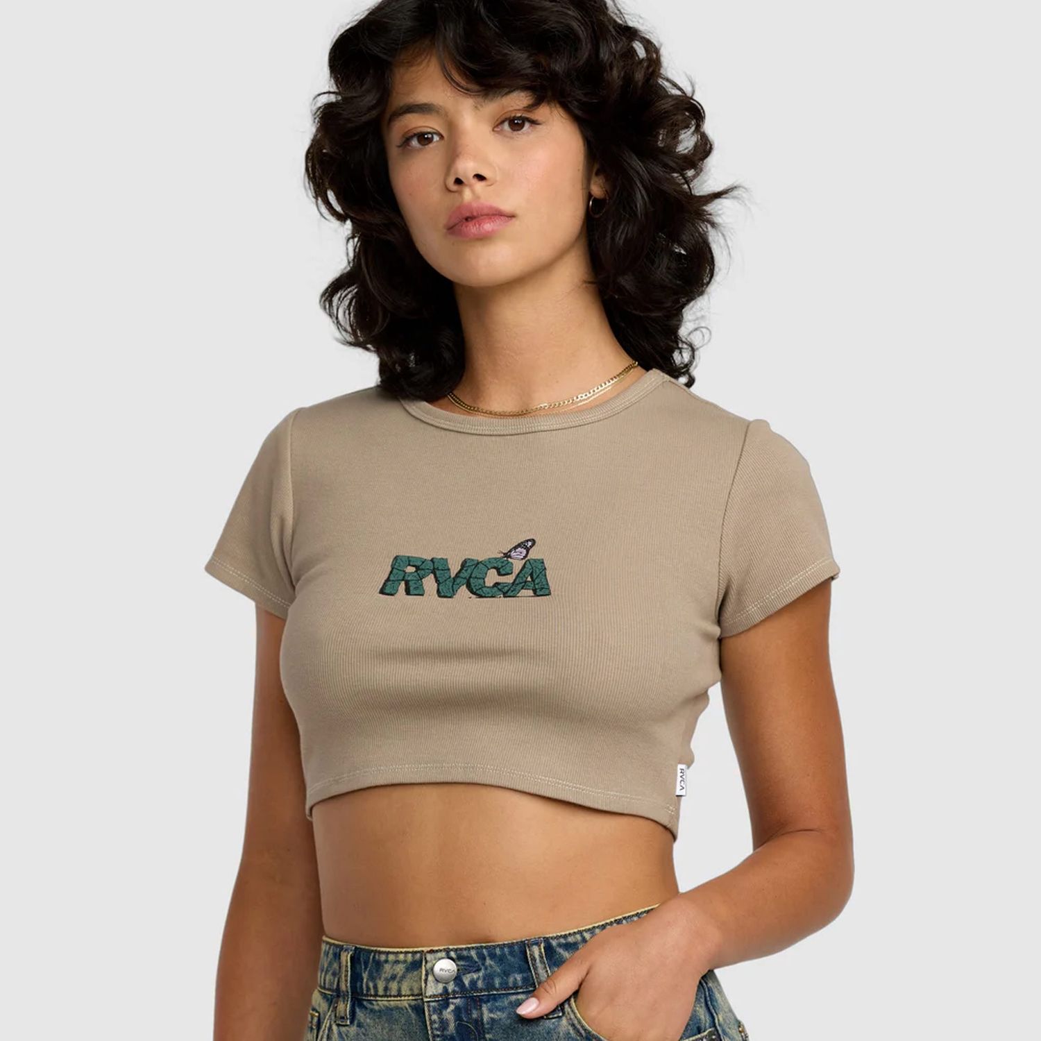 RVCA WOMENS STONED BABY SS TEE - DESERT TAUPE