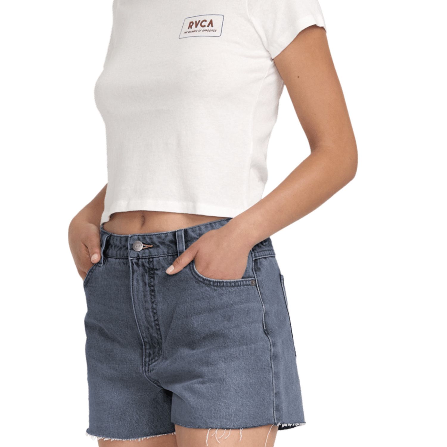 RVCA WOMENS PACIFIC DENIM SHORT - WASHED BLACK