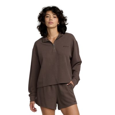 RVCA WOMENS GLORY WAFFLE PULLOVER - BROWN BEAR