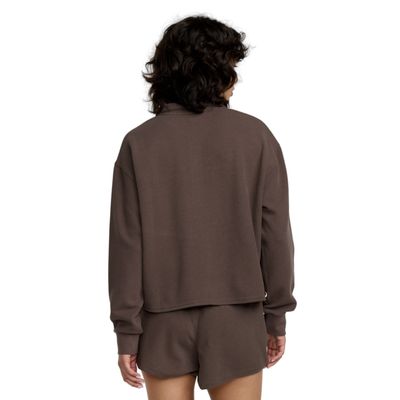 RVCA WOMENS GLORY WAFFLE PULLOVER - BROWN BEAR