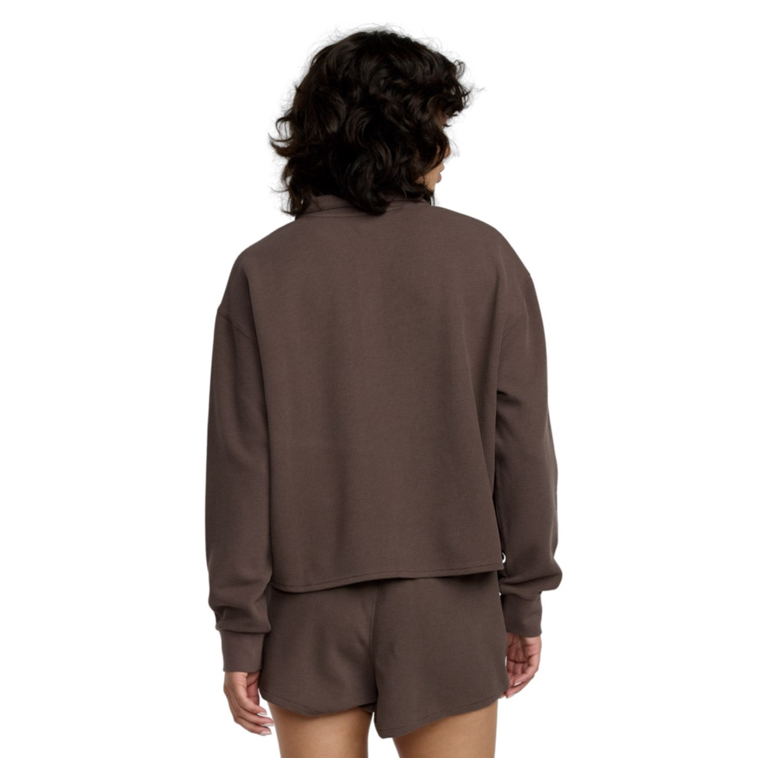 RVCA WOMENS GLORY WAFFLE PULLOVER - BROWN BEAR