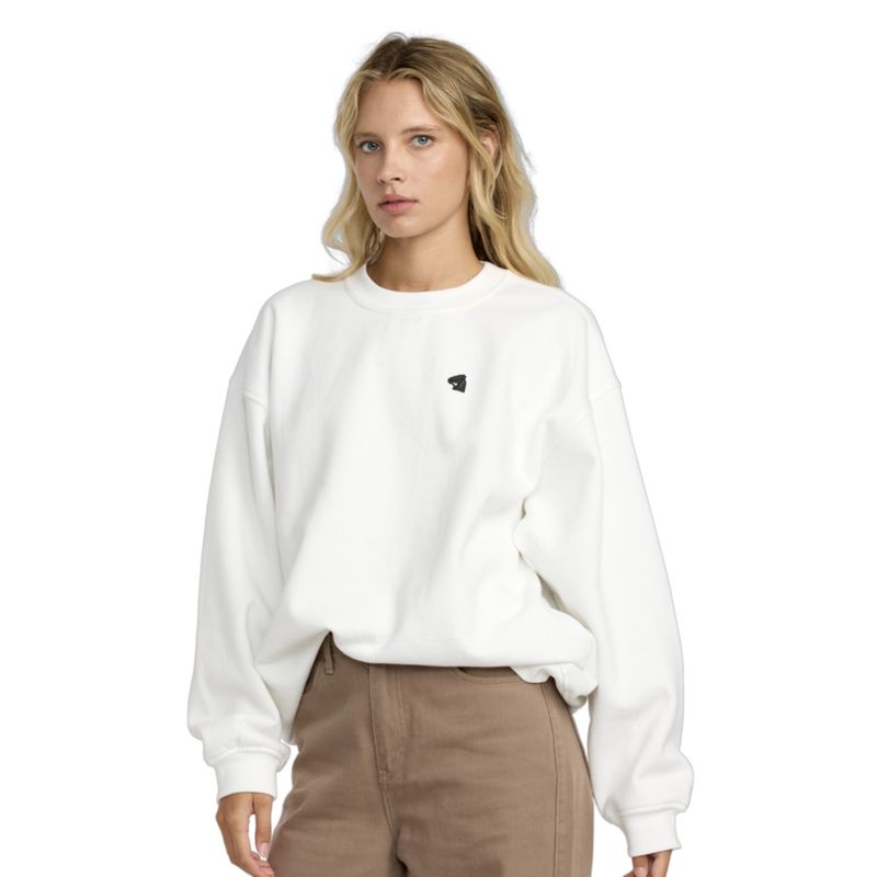 RVCA WOMENS SPANKY LOTERIA FLEECE CREW - VINTAGE WHITE