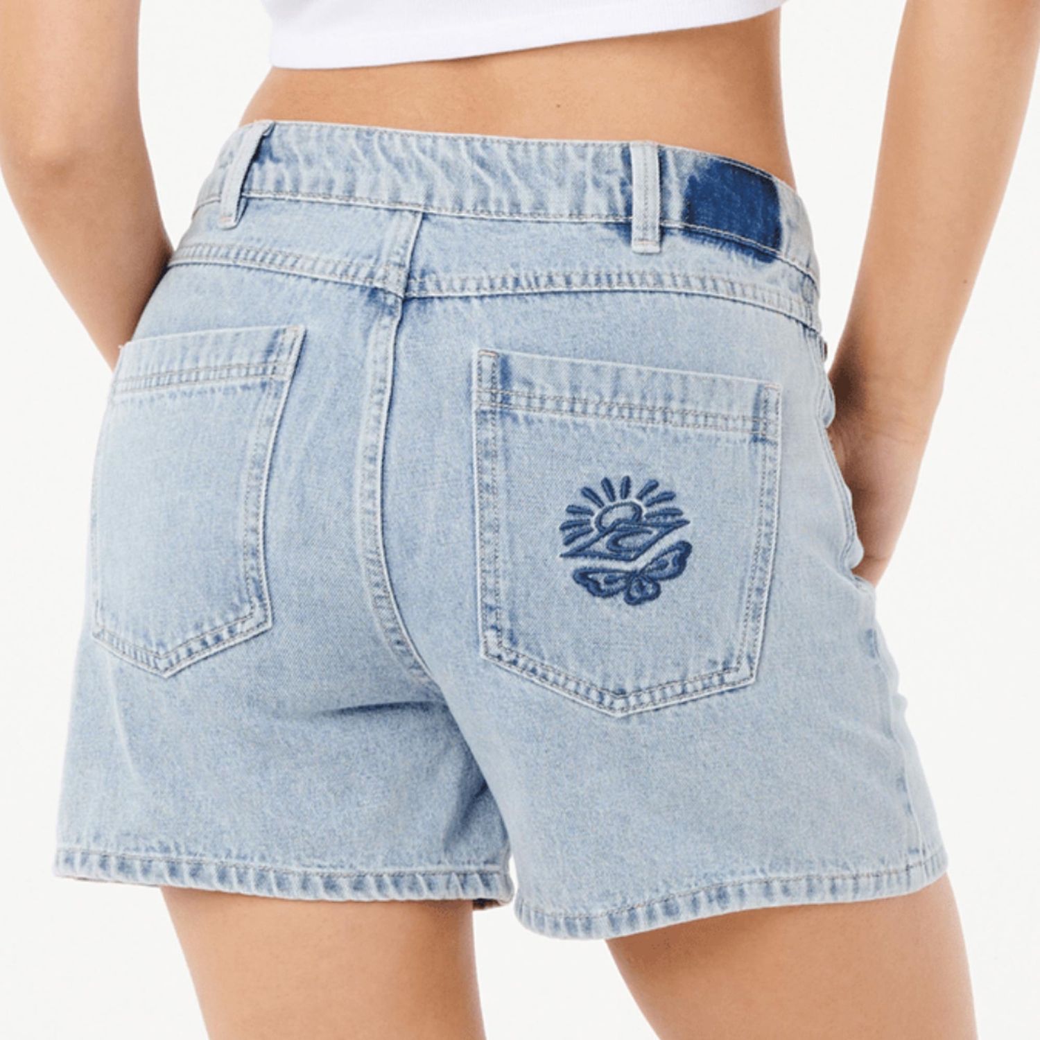 RIP CURL WOMENS TABBY DENIM SHORT - VINTAGE BLUE