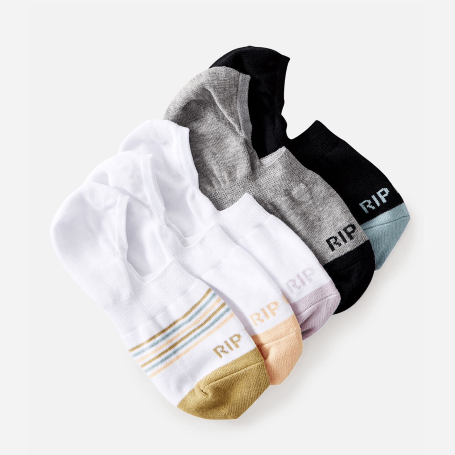 RIP CURL WOMENS INVISIBLE SOCKS - 5 PACK  -  MULTICO