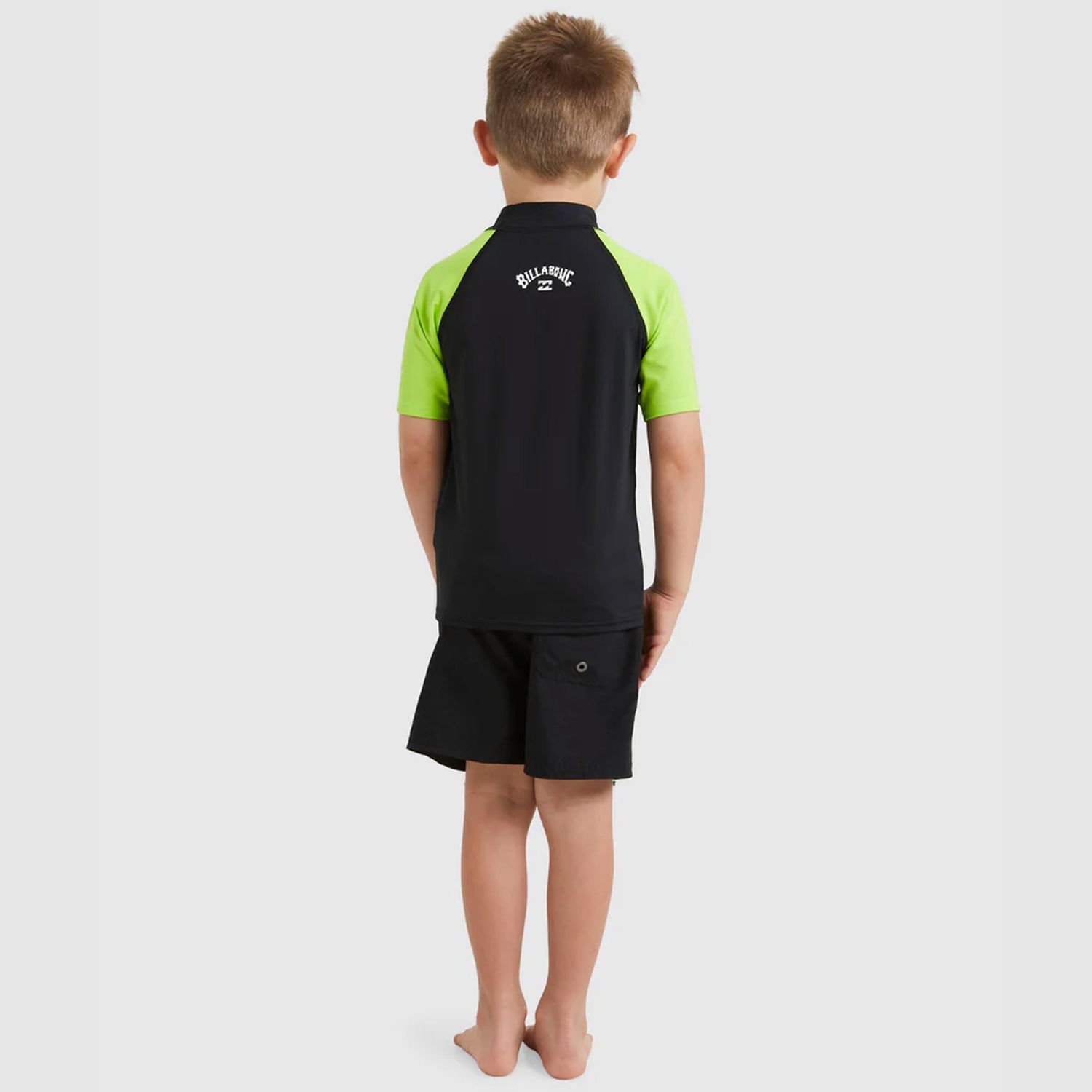 BILLABONG TODDLER BOYS GROMS ALL DAY ARCH SS RASHIE - NEON GREEN