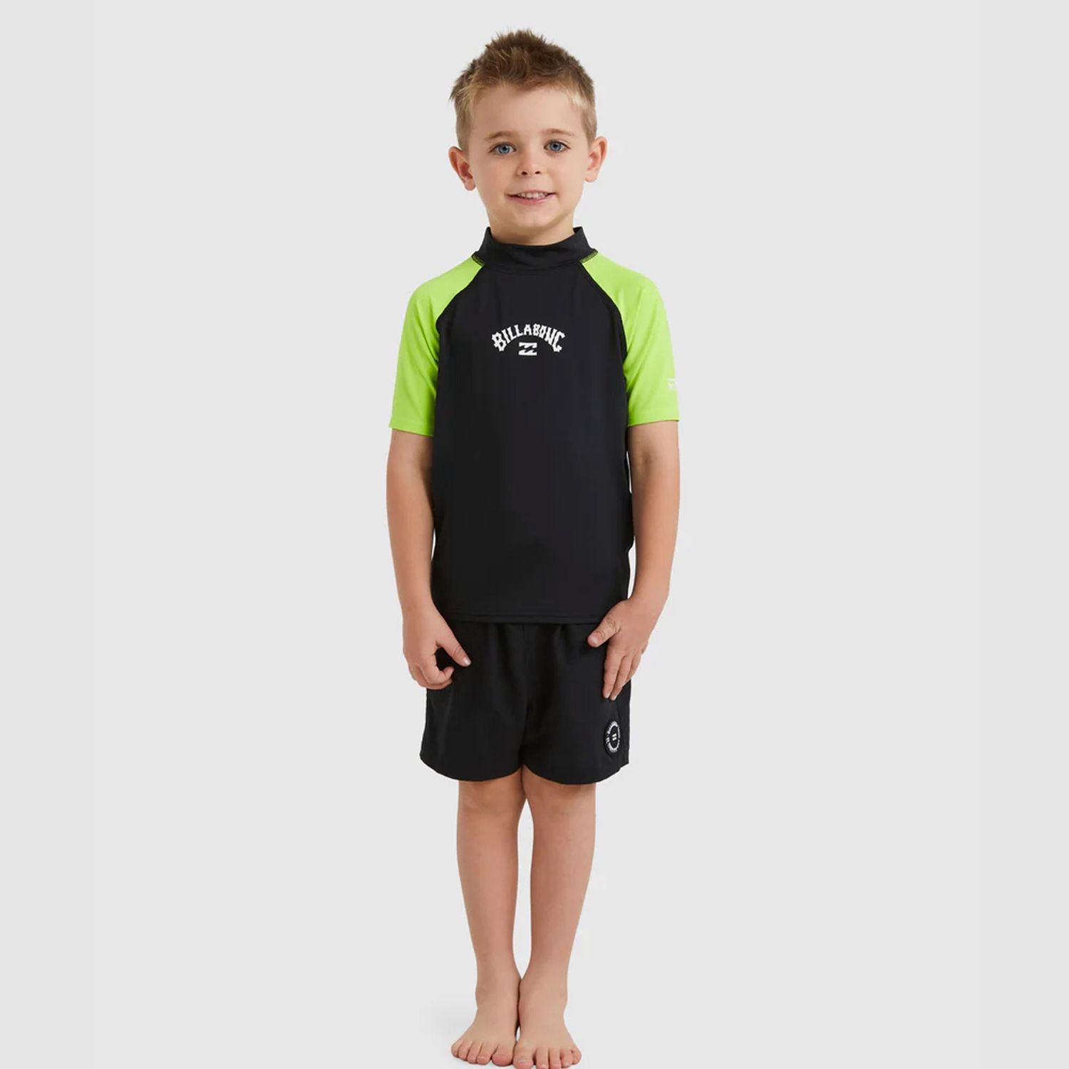 BILLABONG TODDLER BOYS GROMS ALL DAY ARCH SS RASHIE - NEON GREEN