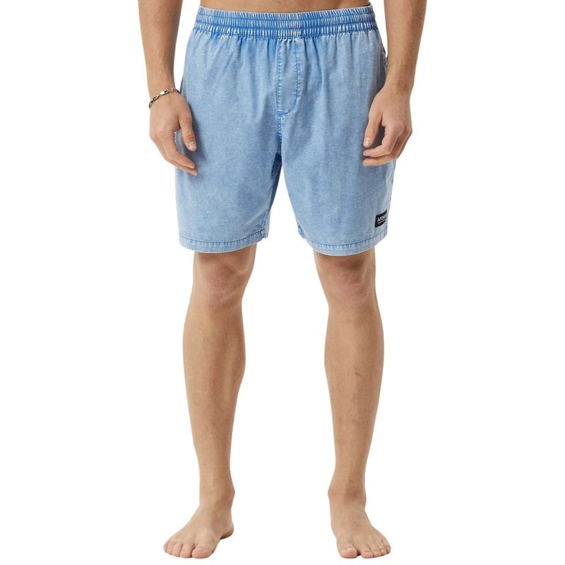 AFENDS MENS THE DOPAMINE 18" SWIM SHORT - BLUE ACID WASH