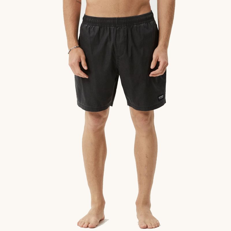 AFENDS MENS THE DOPAMINE 18" SWIM SHORT - BLACK ACID WASH