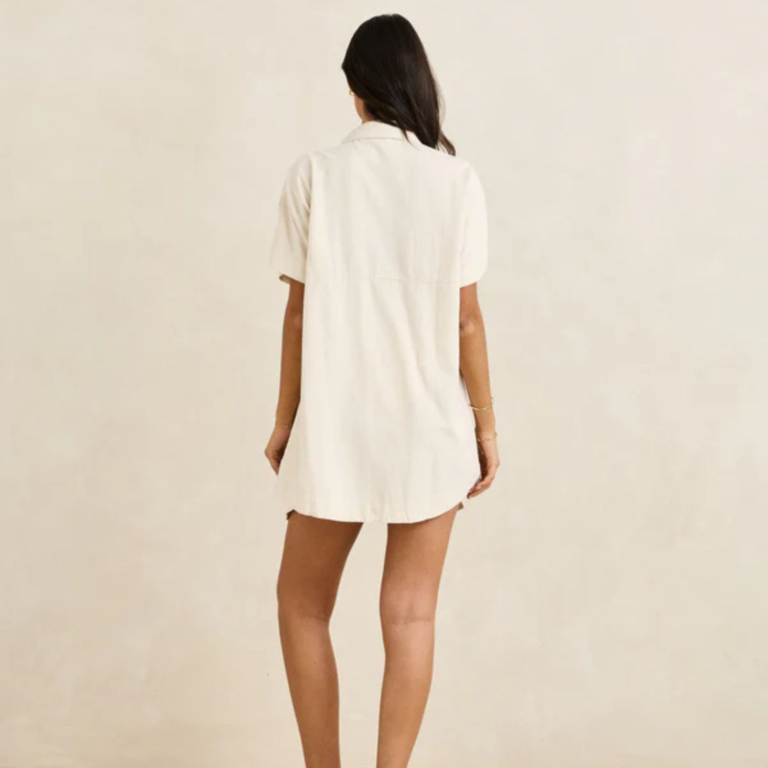 RHYTHM WOMENS CLASSIC SHIRT DRESS - OAT
