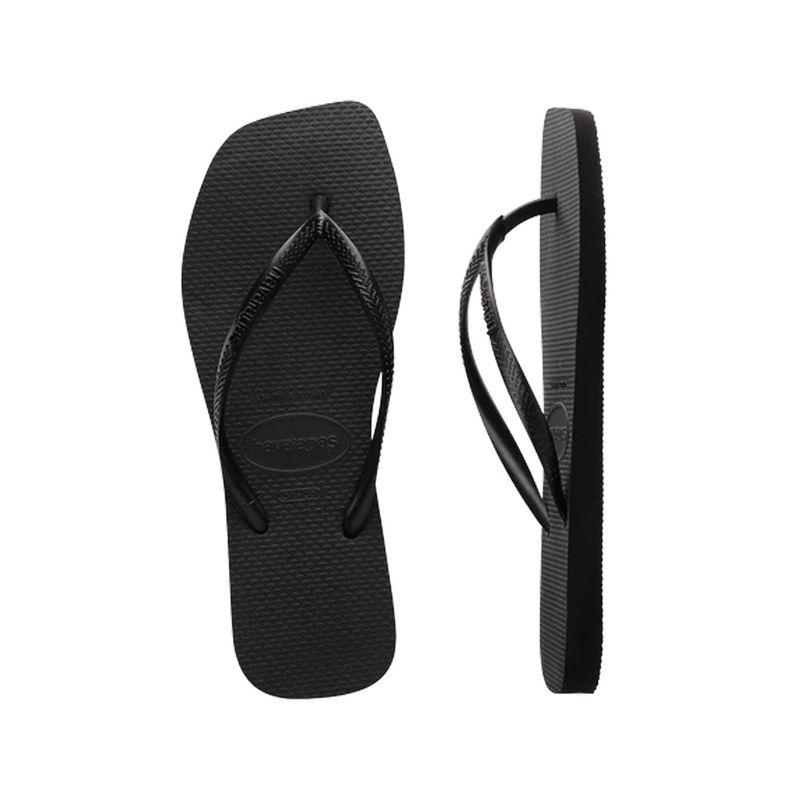 HAVAIANAS LADIES SLIM SQUARE THONG- SOLID BLACK