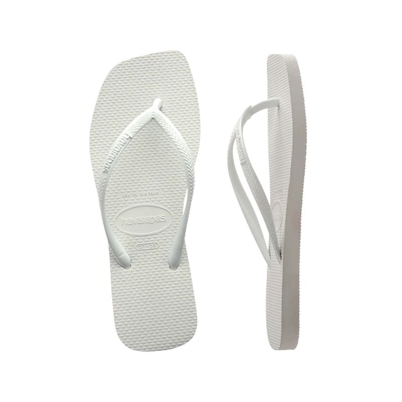 HAVAIANAS LADIES SLIM SQUARE THONG- SOLID WHITE