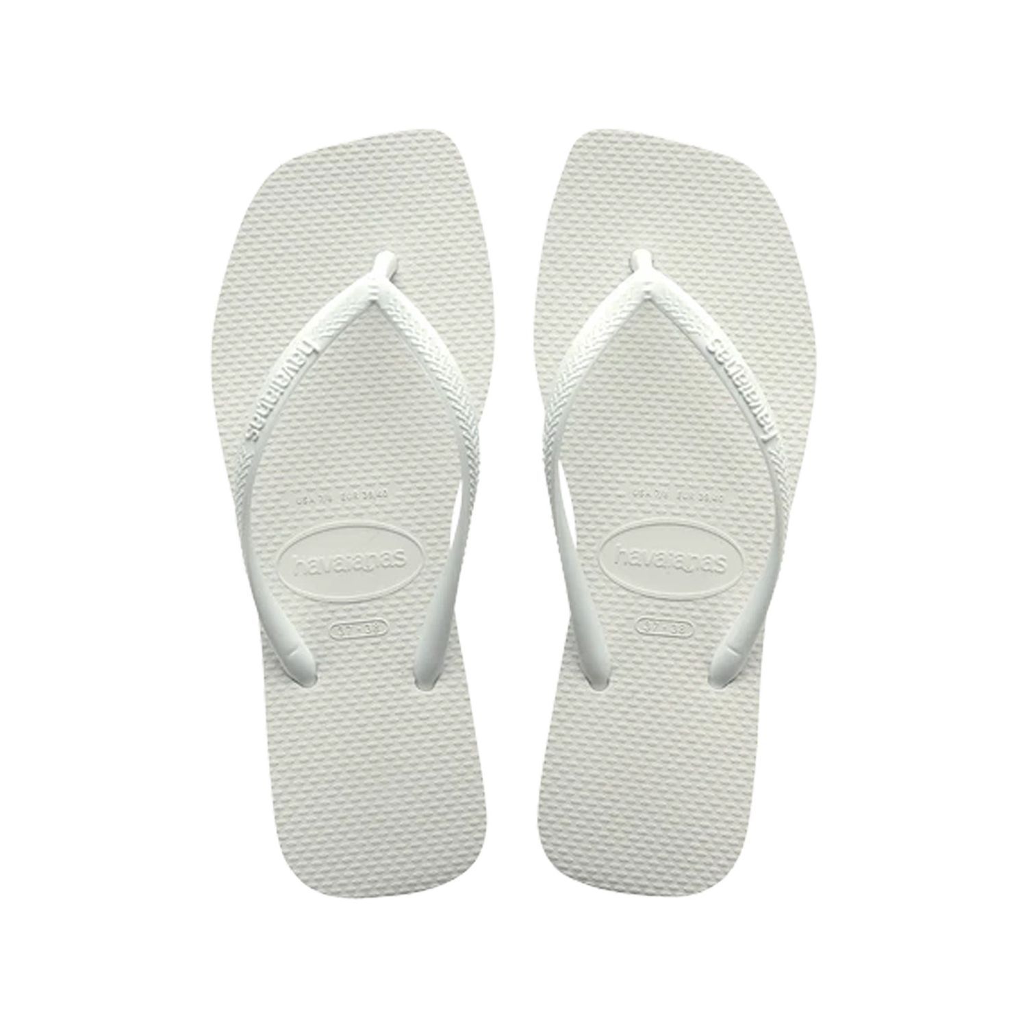 HAVAIANAS LADIES SLIM SQUARE THONG- SOLID WHITE