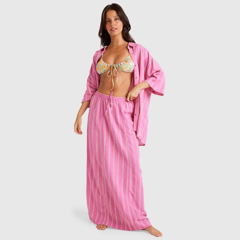 BILLABONG LADIES AMOR STRIPE SKIRT - DAHLIA 2