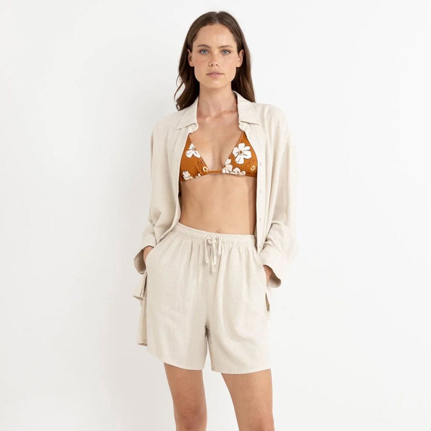 RHYTHM WOMENS SUNRAY OVERSIZED LS SHIRT - OAT