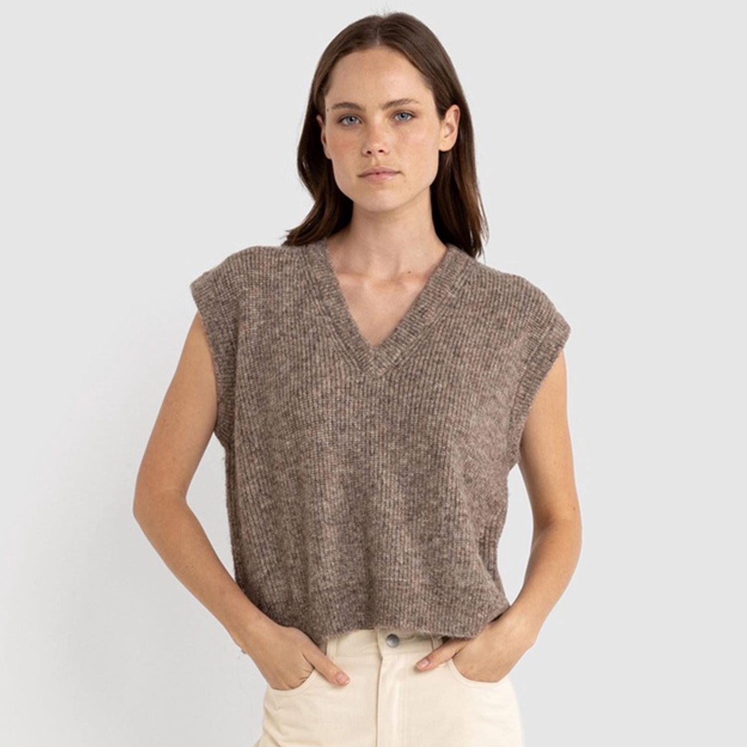 RHYTHM WOMENS QUINN KNIT VEST - OATMEAL